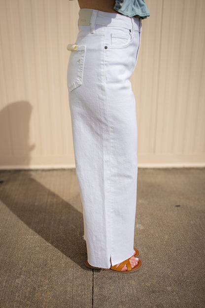 Hidden - Nori White Clean Cropped Wide Leg Jeans