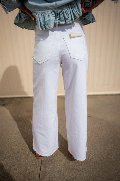 Hidden - Nori White Clean Cropped Wide Leg Jeans