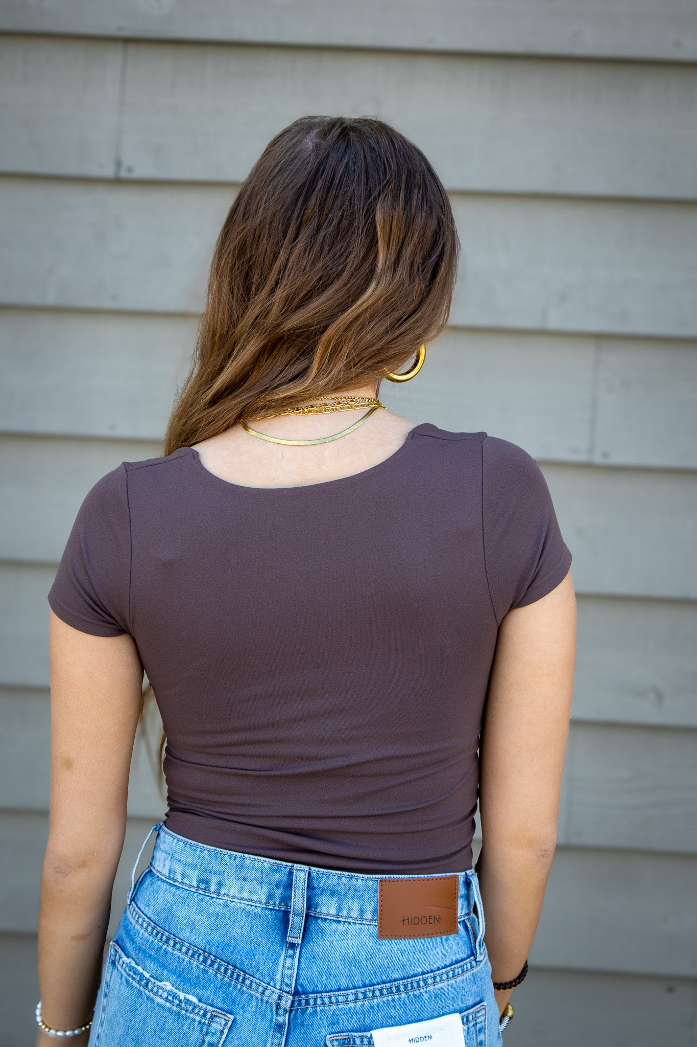 Free People - Clean Lines Sunfade Baby Tee - FRENCH CHOCOLATE