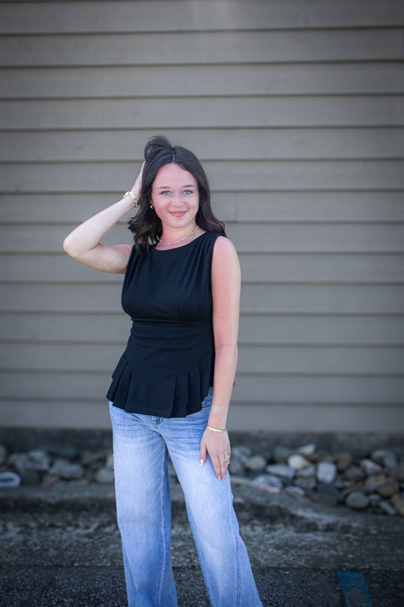 City Chic Tailored Top - BLACK