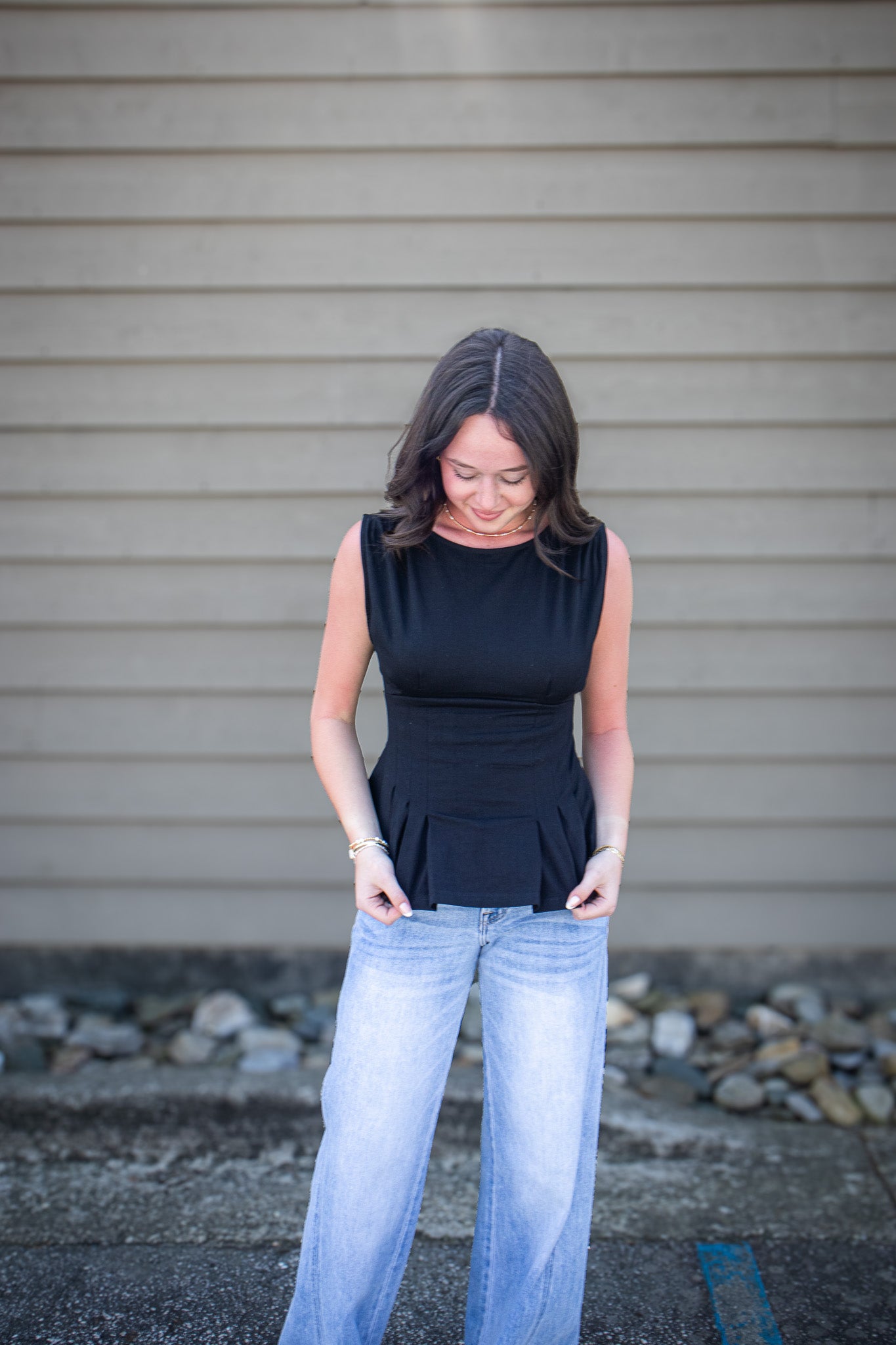 City Chic Tailored Top - BLACK