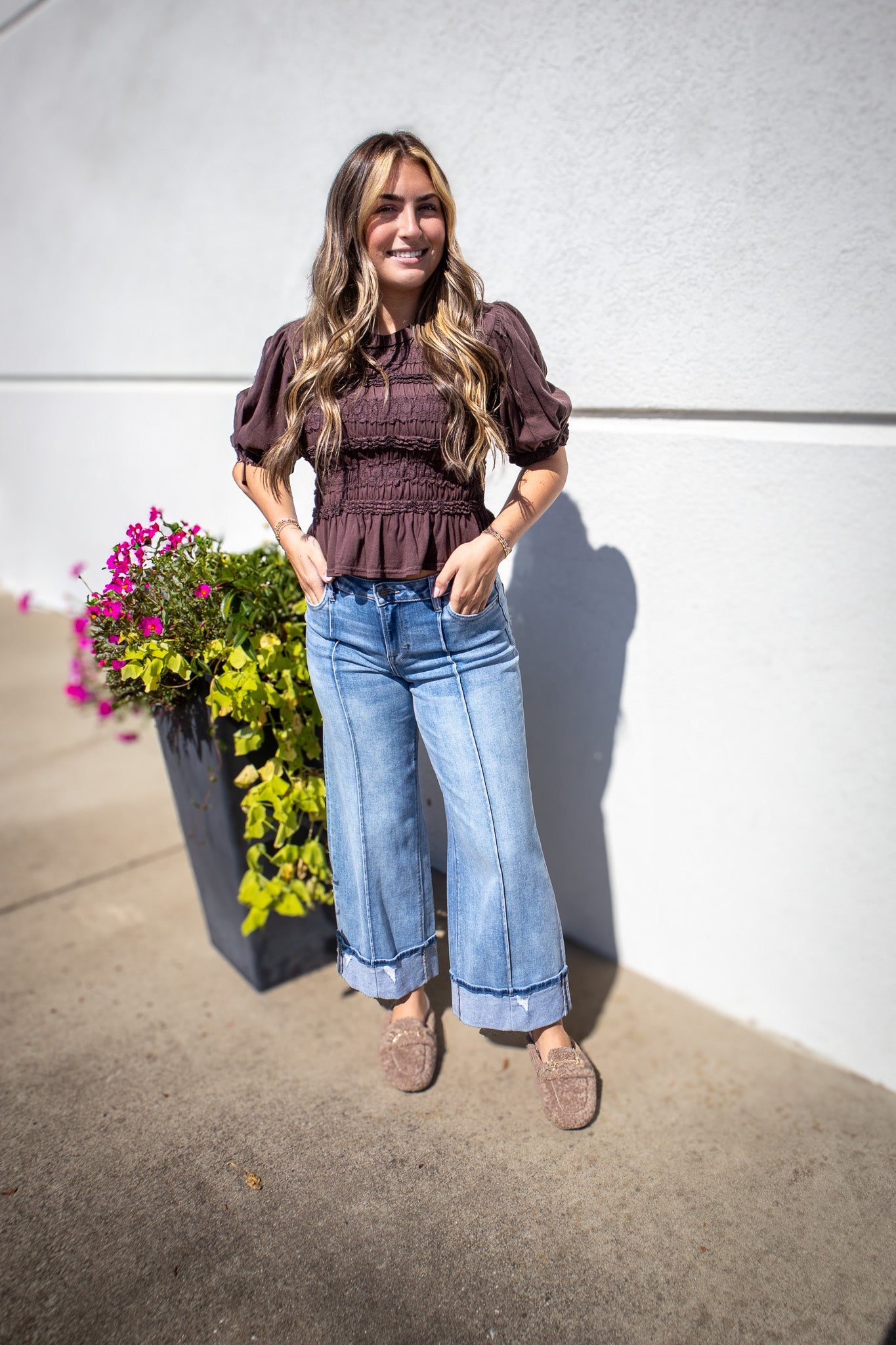 Hidden - Nori Mid Rise Cuffed Wide Leg Jeans