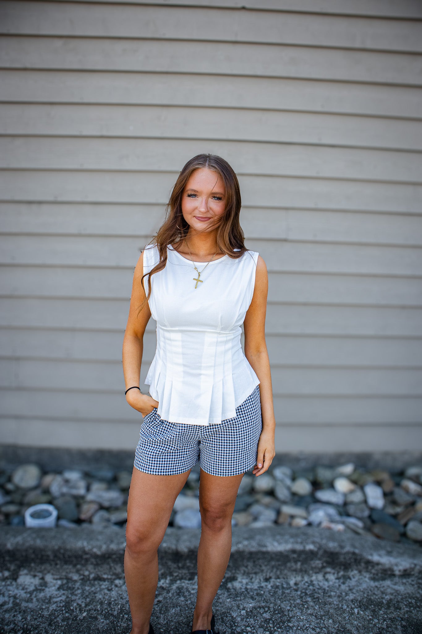 City Chic Tailored Top - WHITE