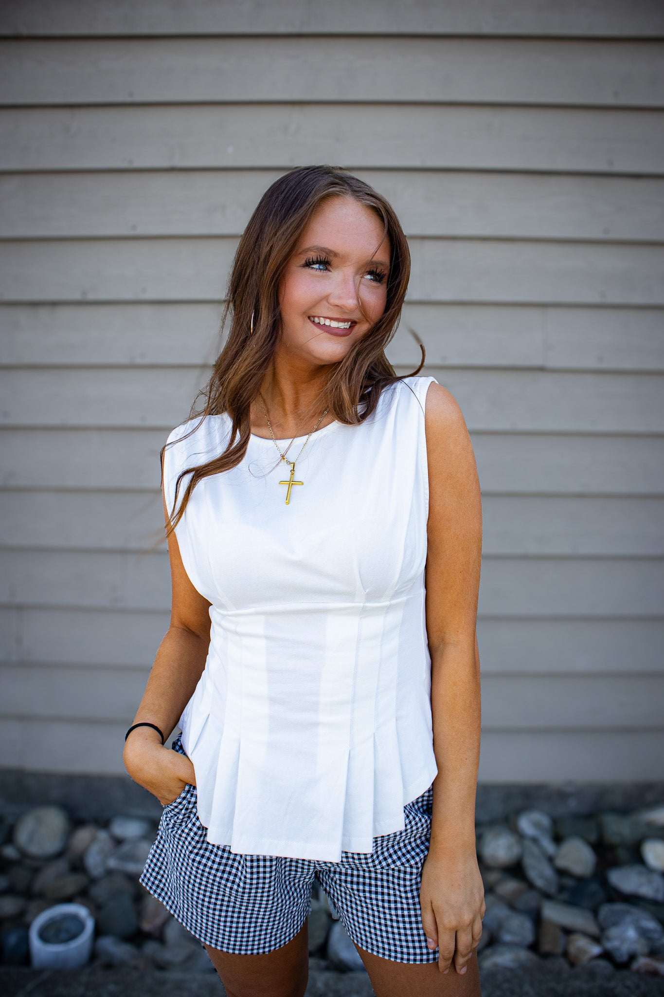 City Chic Tailored Top - WHITE