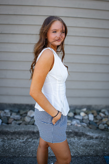 Hampton Black Gingham Textured Drawstring Shorts