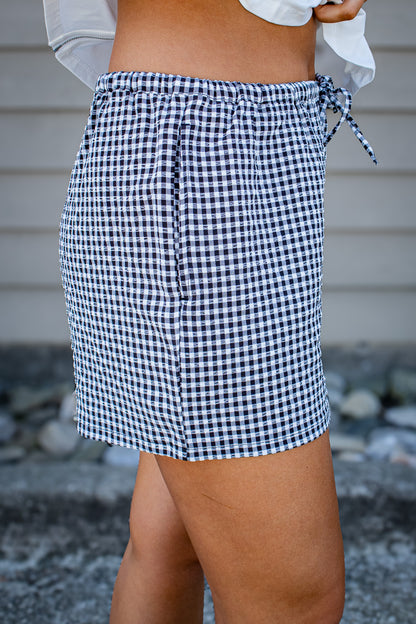 Hampton Black Gingham Textured Drawstring Shorts