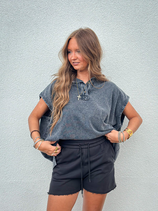 Lazy Day Sweat Shorts - BLACK