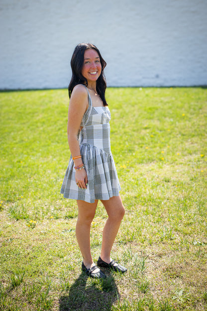 Free People - Laurel Plaid Mini Dress - BLACK AND WHITE COMBO
