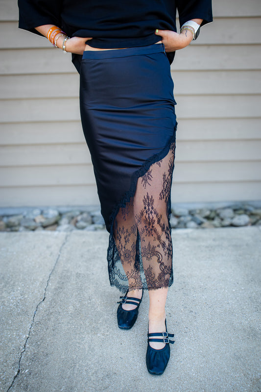 After Dark Lace Midi Skirt