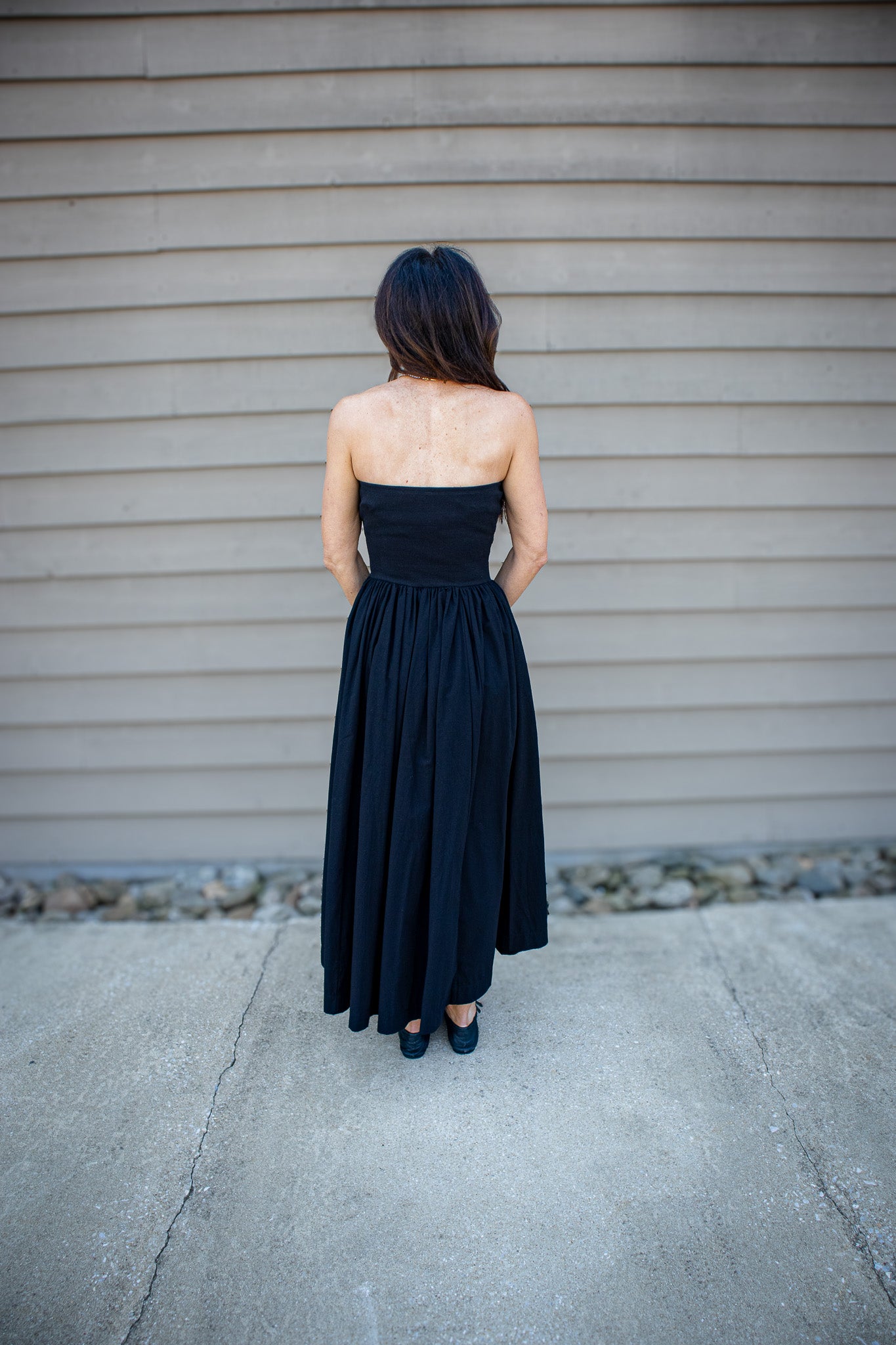 Black Tie Strapless Maxi Dress