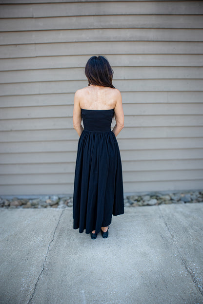 Black Tie Strapless Maxi Dress