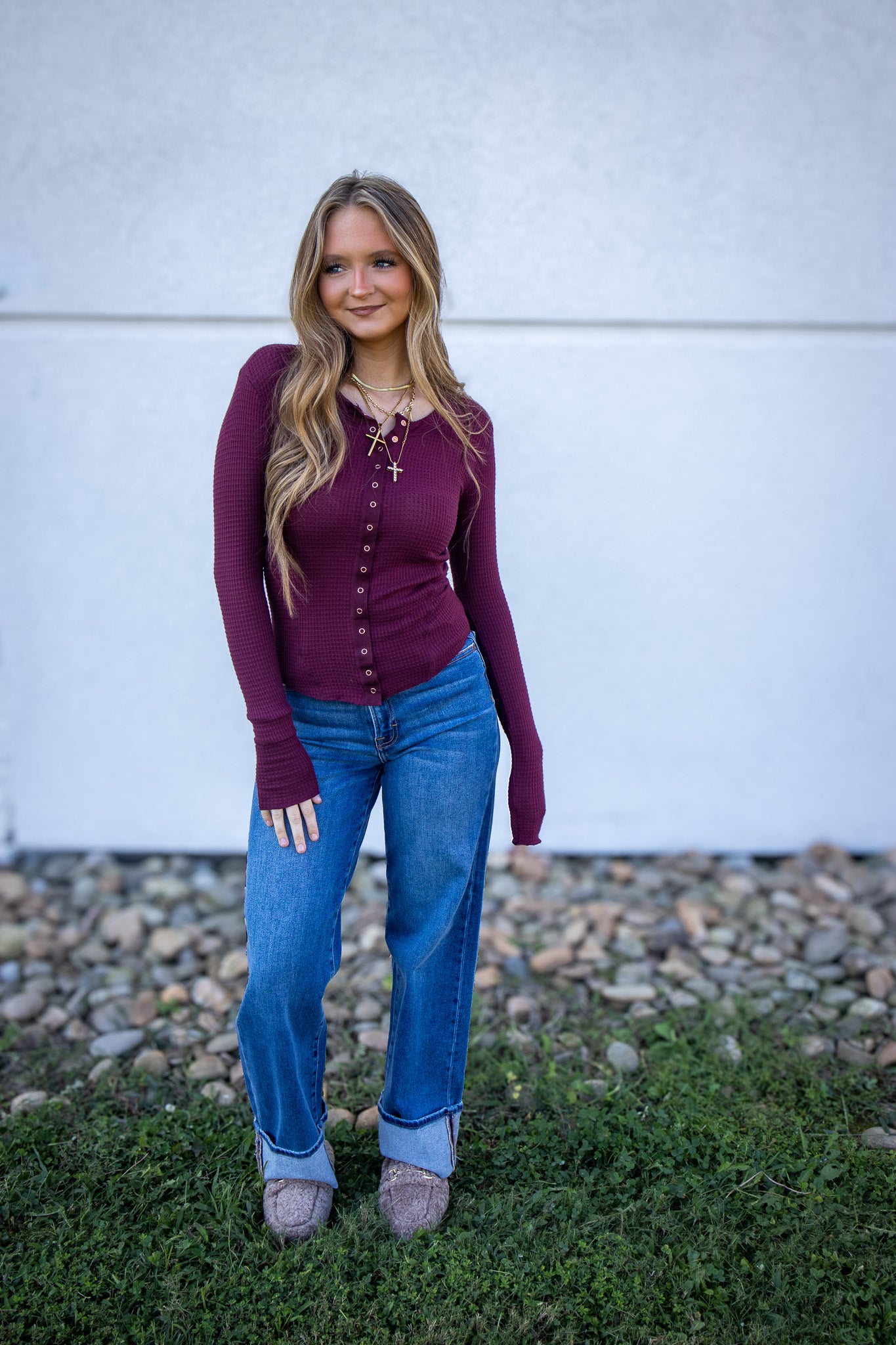 Hidden - LOGAN- Medium Wash Cuffed Stretch Dad Jean