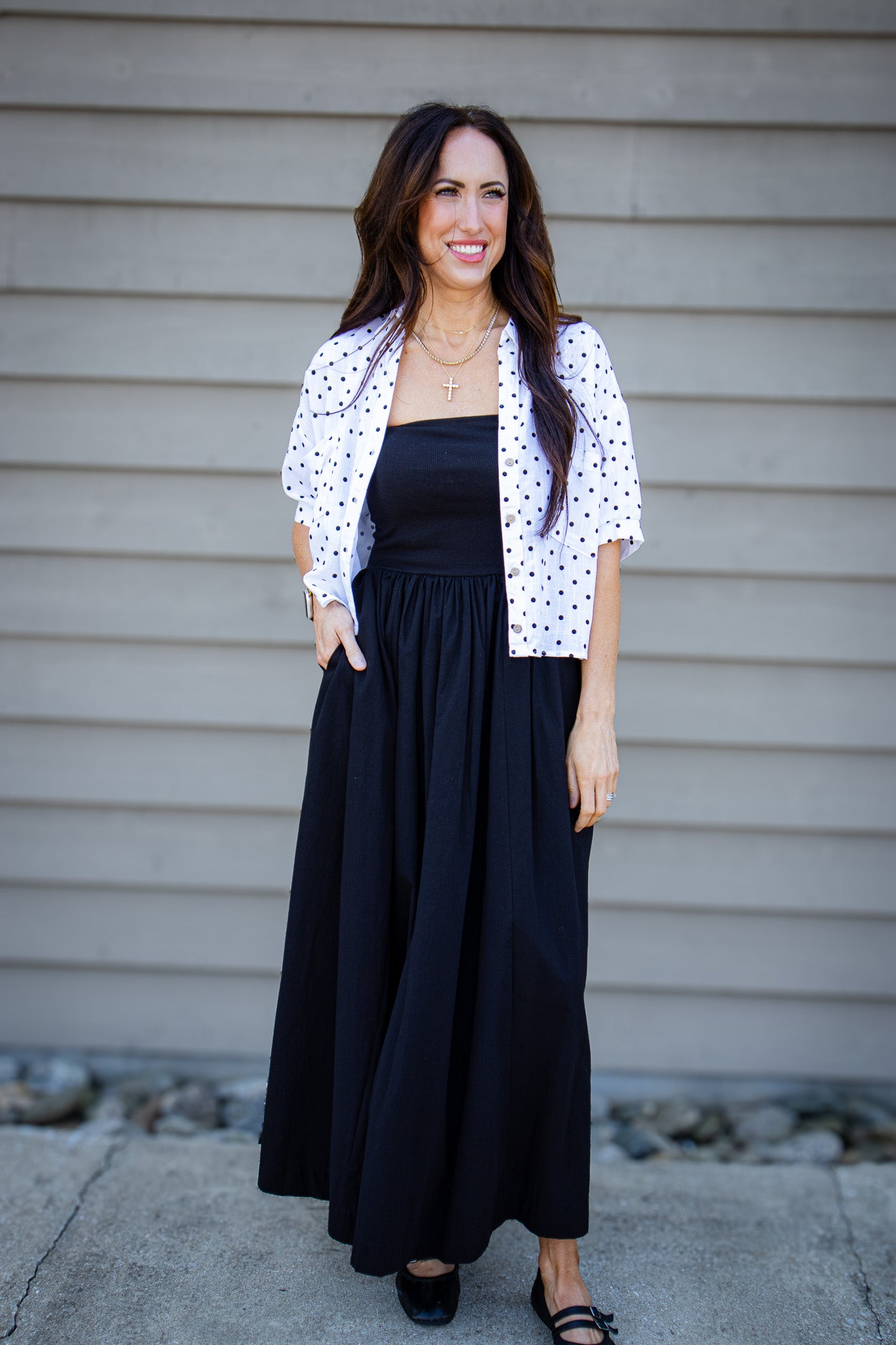 Black Tie Strapless Maxi Dress