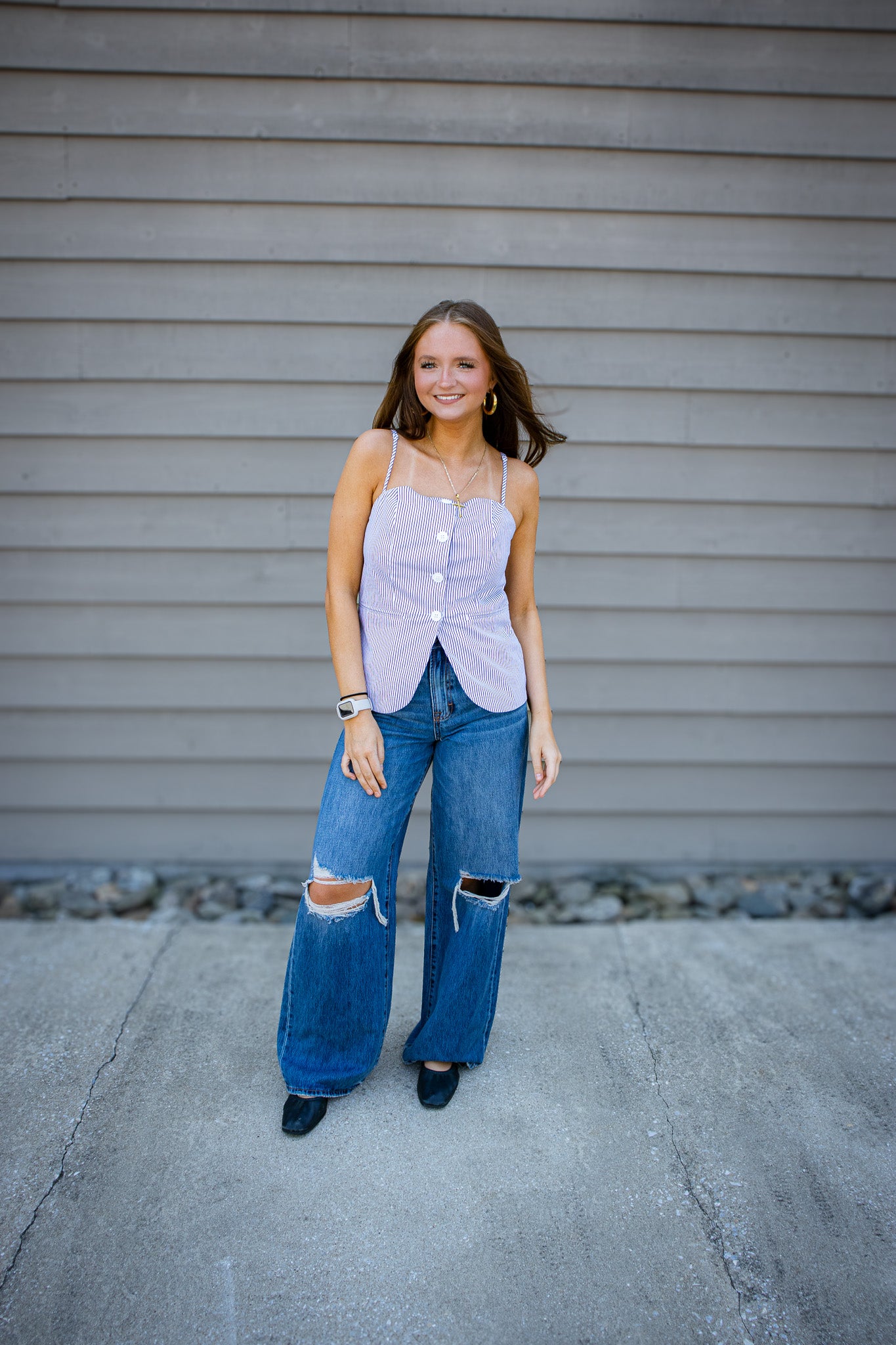 Coastal Stripe Black & White Top