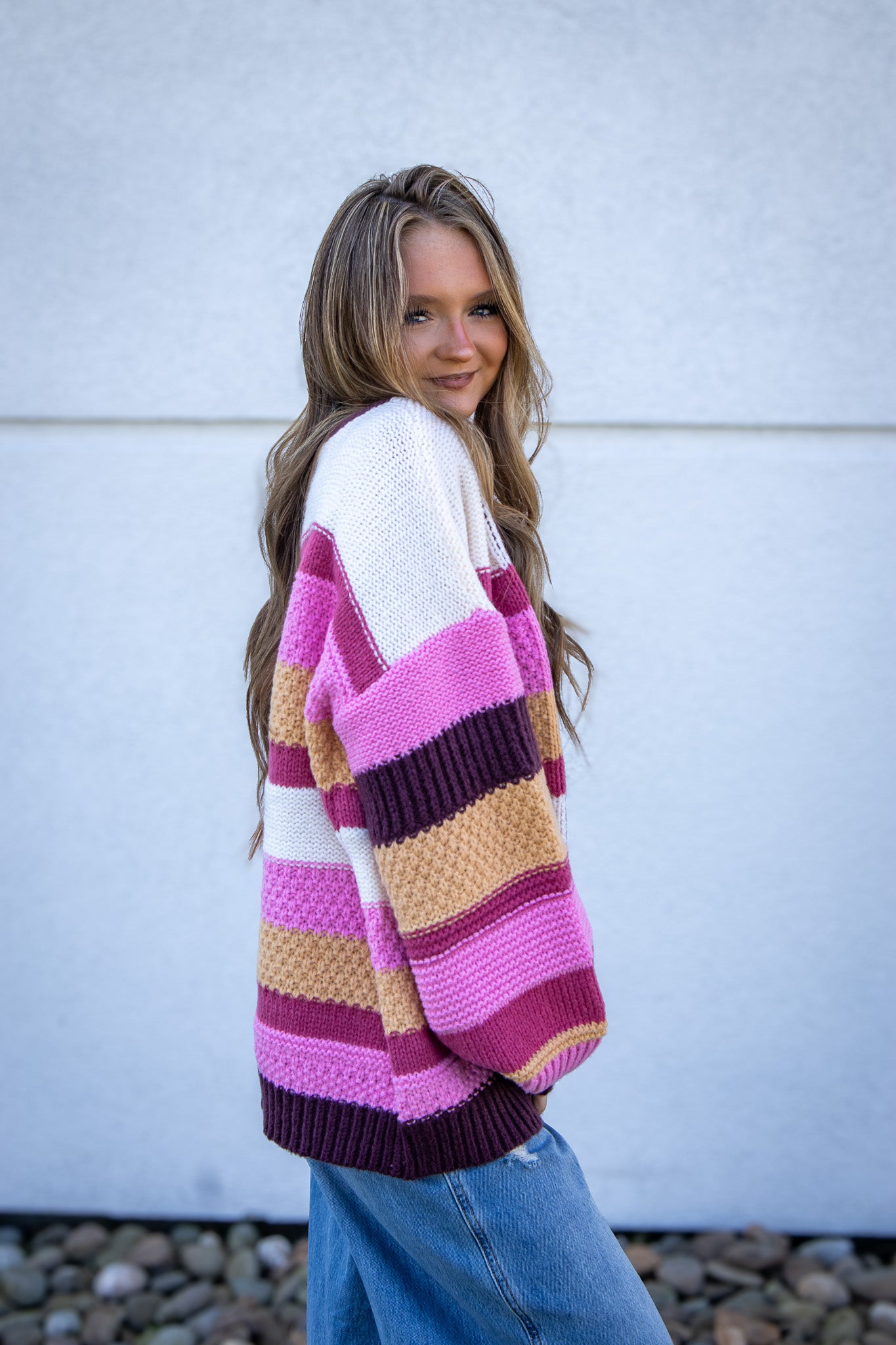 Golden Cranberry Stripe Cardigan