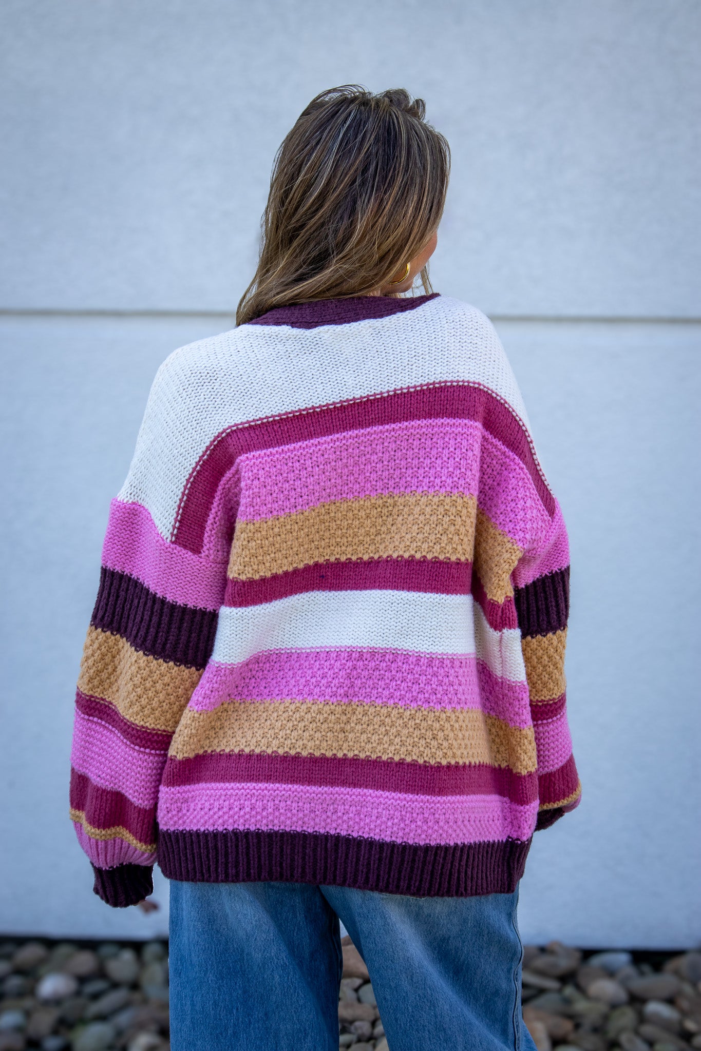 Golden Cranberry Stripe Cardigan