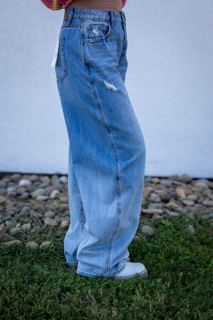 Hidden - SAMMIE - Medium Light 33" Inseam Classic Barrel Jean
