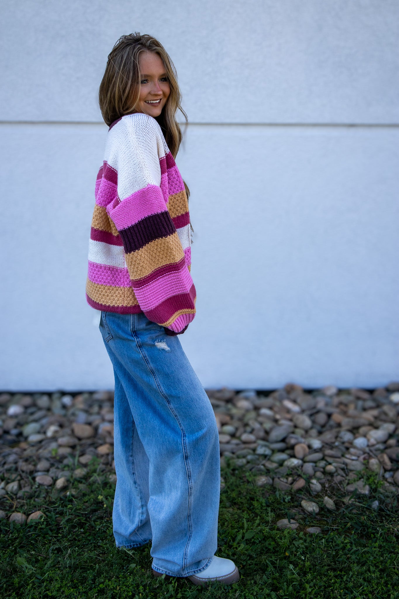 Golden Cranberry Stripe Cardigan