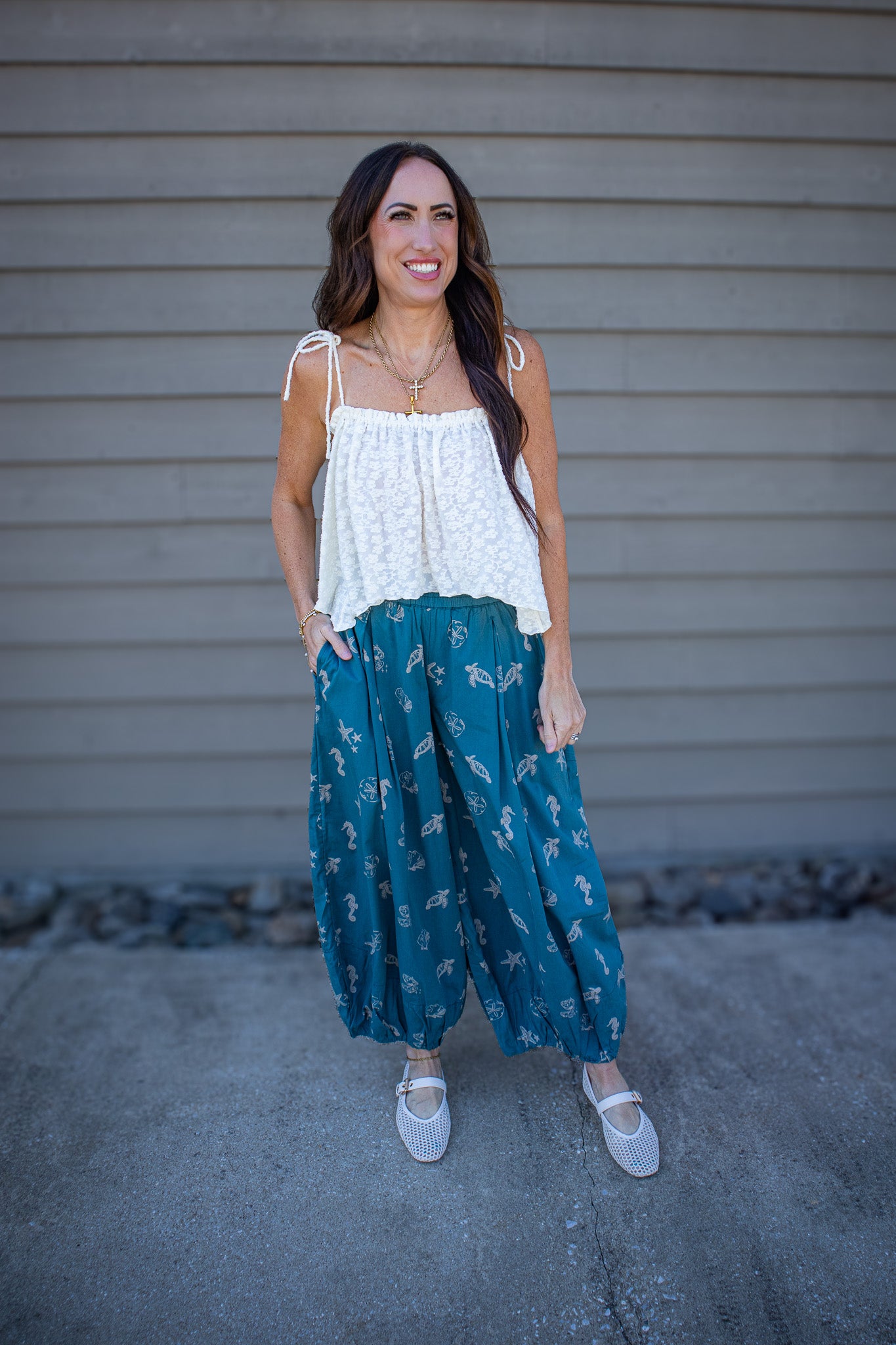 Free People - Moonflower Printed Balloon Pants - UNDER THE SEA