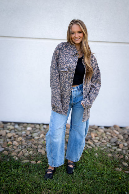 Hidden - ABBEY -  Cheetah Print Oversized Shacket