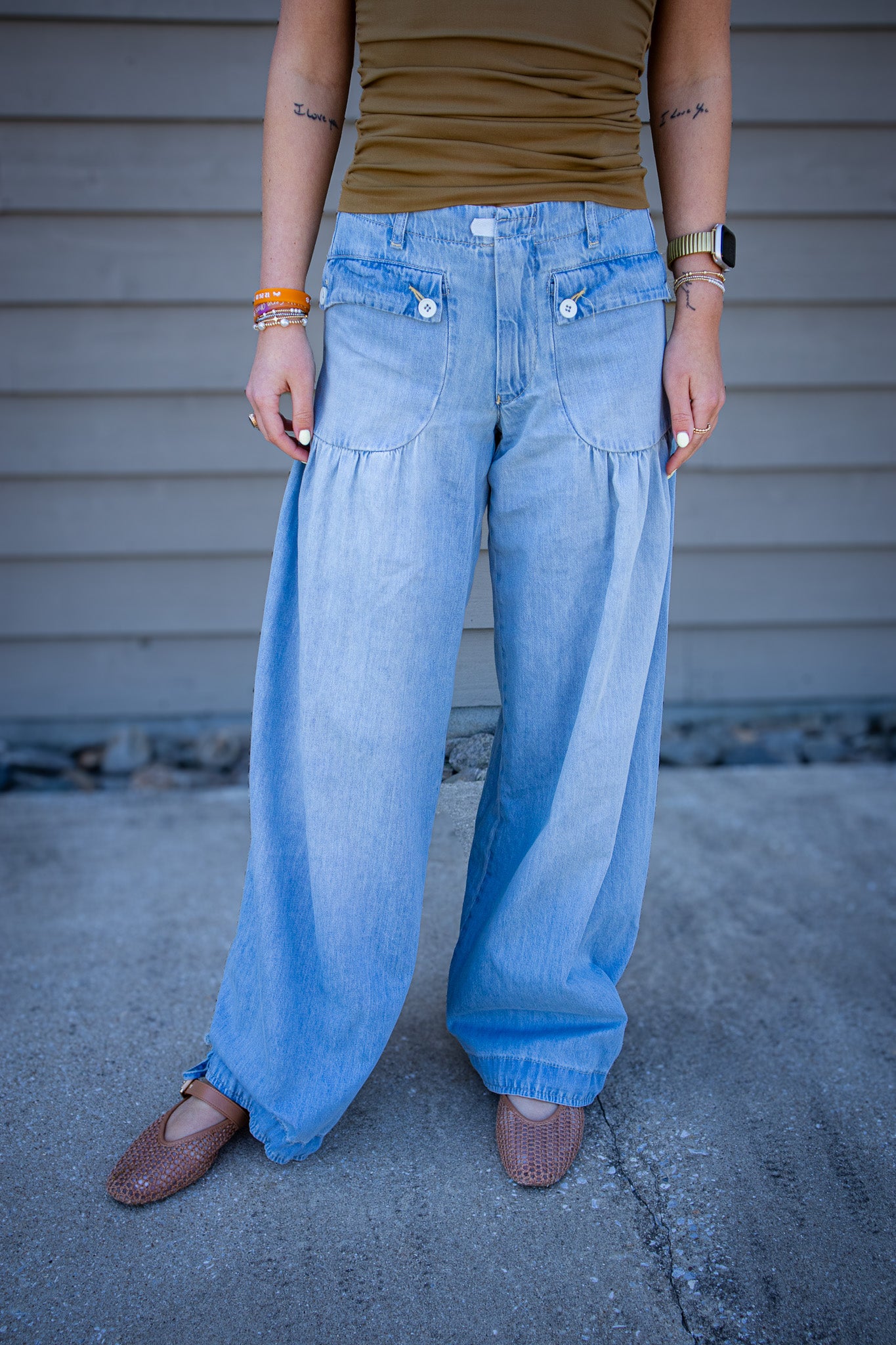 Free People We The Free - Lotus Balloon Jeans - Bijou Blue