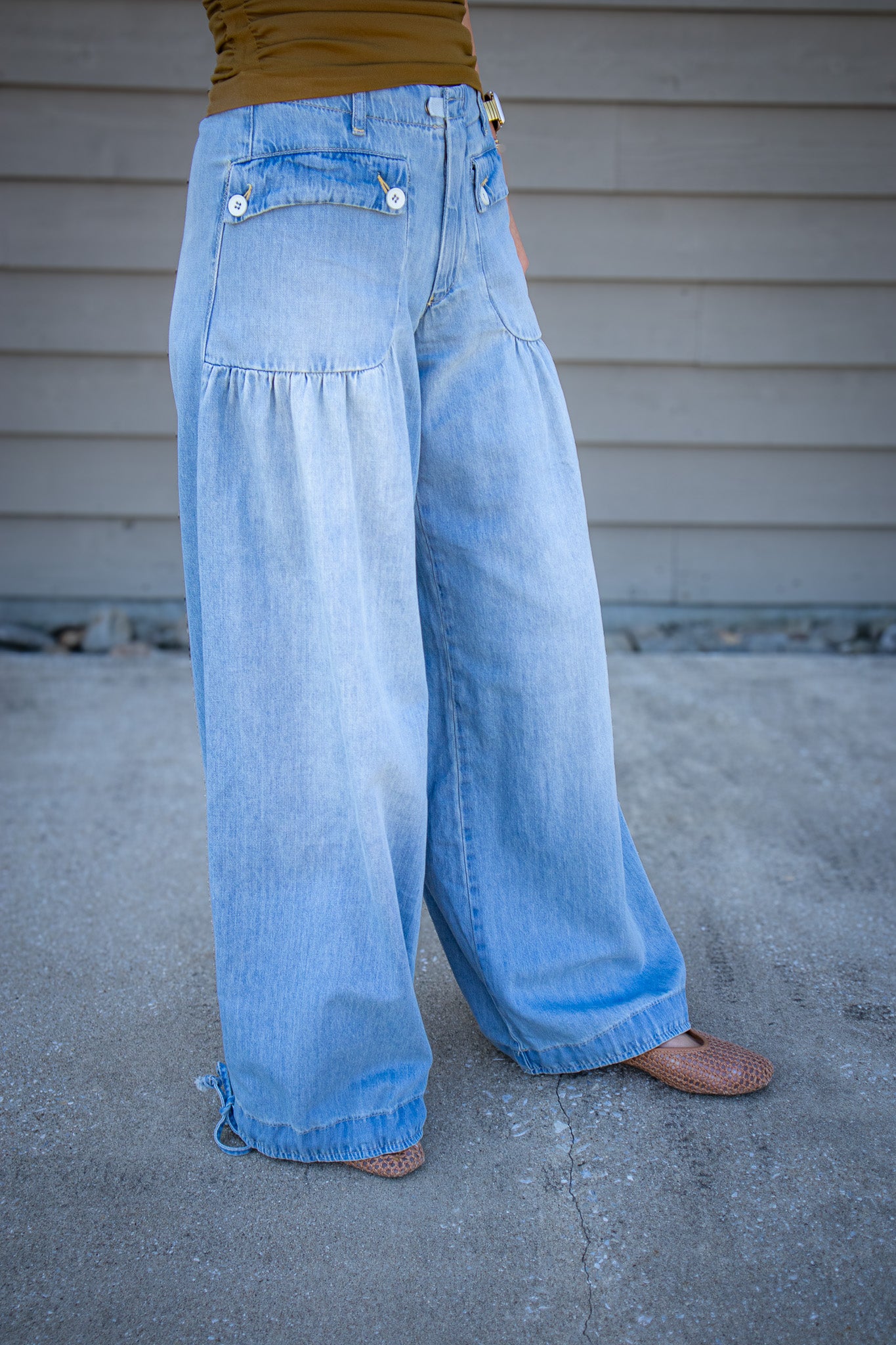 Free People We The Free - Lotus Balloon Jeans - Bijou Blue