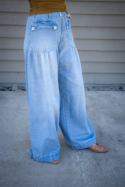 Free People We The Free - Lotus Balloon Jeans - Bijou Blue