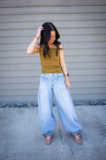 Free People We The Free - Lotus Balloon Jeans - Bijou Blue
