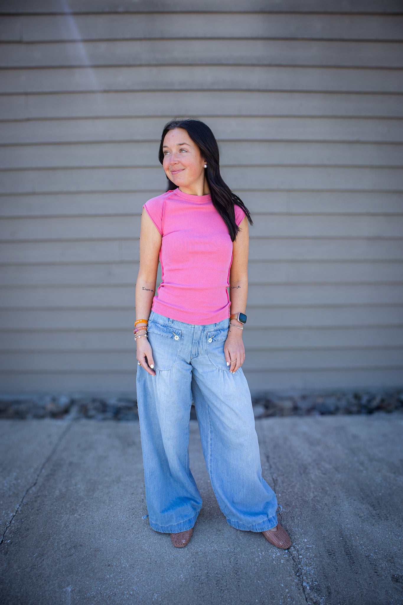 Free People - Ever Had Ribbed Cap Sleeve Tee - STRAWBERRY RHUBARB