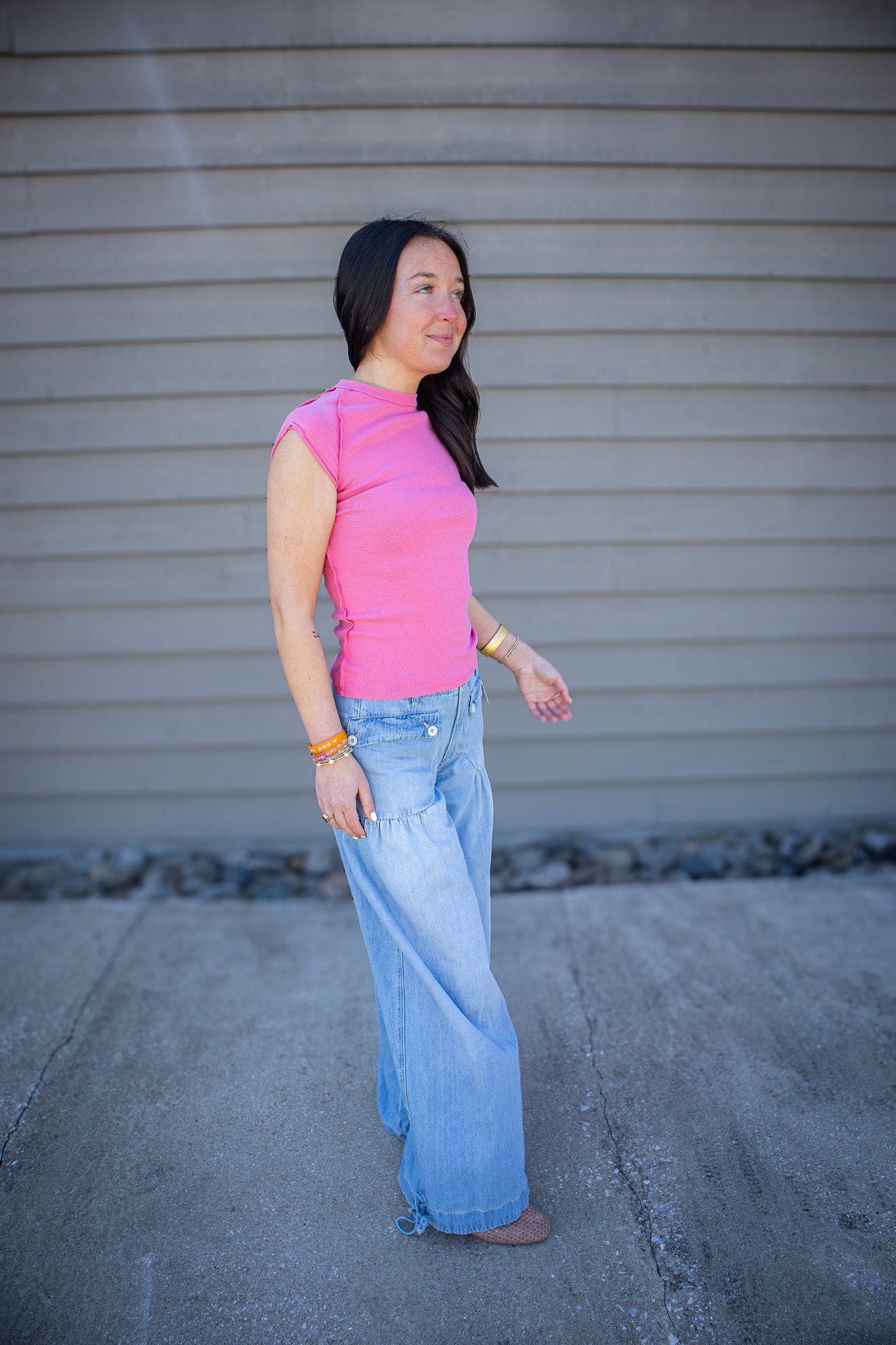 Free People - Ever Had Ribbed Cap Sleeve Tee - STRAWBERRY RHUBARB