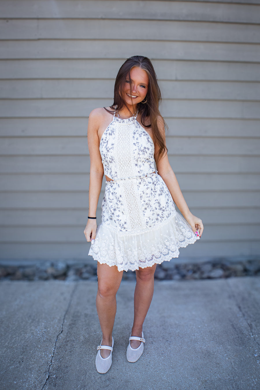 Ivory Garden Halter Dress