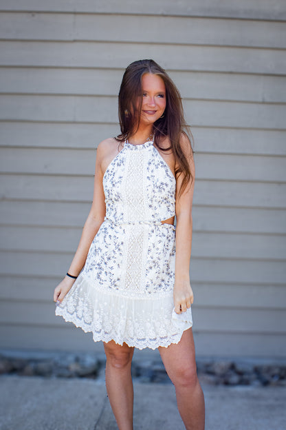 Ivory Garden Halter Dress