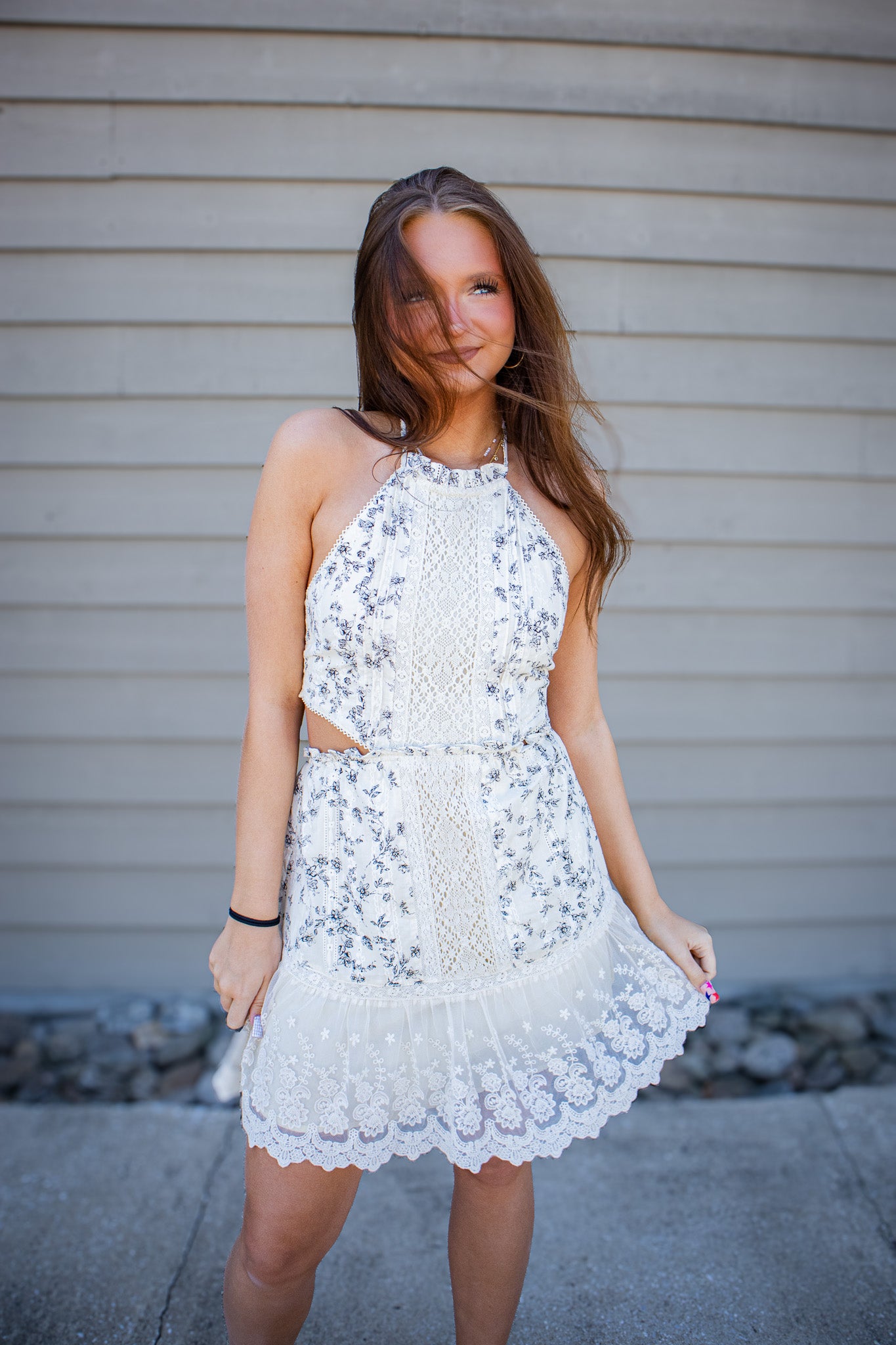 Ivory Garden Halter Dress
