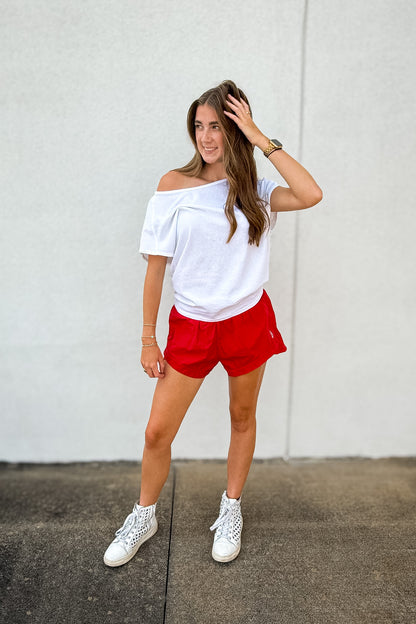 Free People-  On The Go Run Shorts - Victory Red