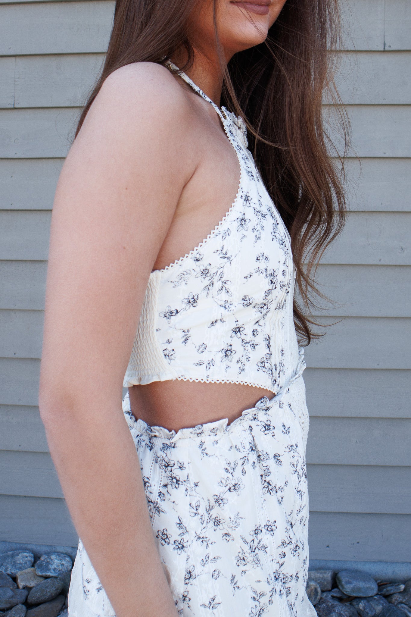Ivory Garden Halter Dress