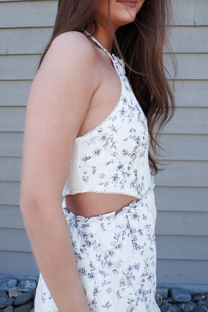 Ivory Garden Halter Dress