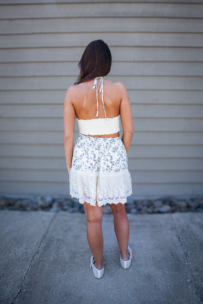 Ivory Garden Halter Dress