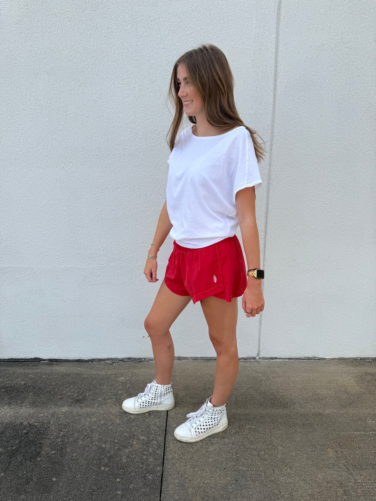 Free People-  On The Go Run Shorts - Victory Red