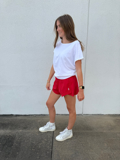 Free People-  On The Go Run Shorts - Victory Red