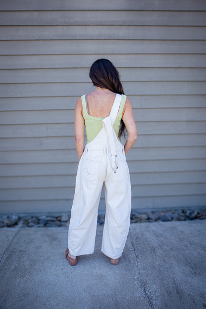 Free People - Good Luck Barrel Overalls - MILK