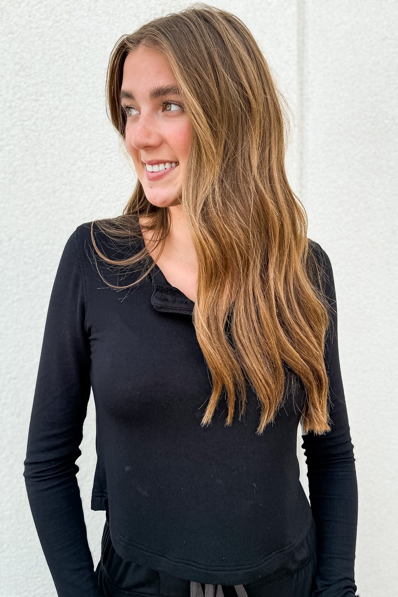 Free People -  Dream State Henley Top - Black