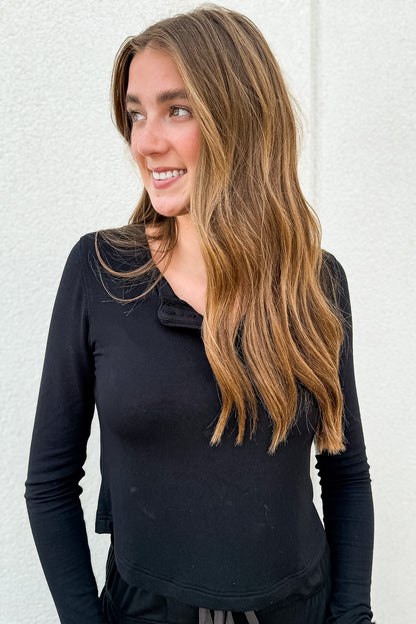 Free People -  Dream State Henley Top - Black