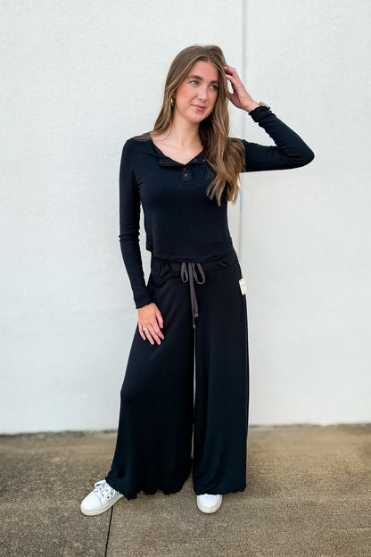 Free People -  Dream State Henley Top - Black