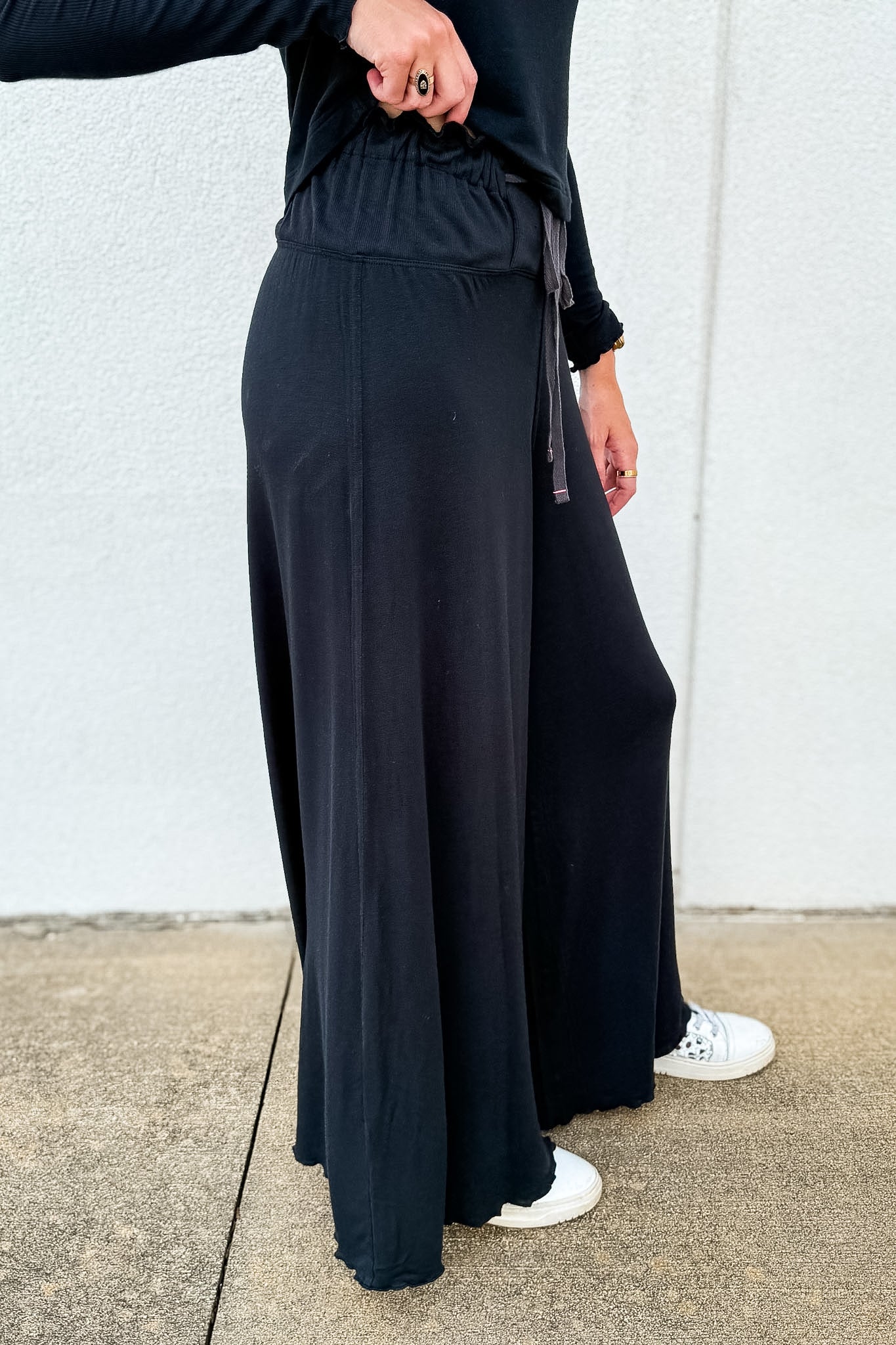 Free People -  Dream State Wide-Leg Pants - BLACK
