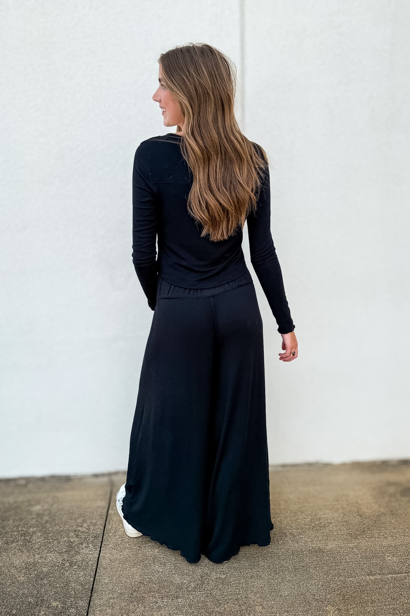Free People -  Dream State Wide-Leg Pants - BLACK
