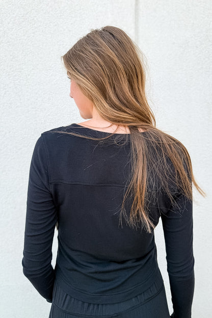 Free People -  Dream State Henley Top - Black