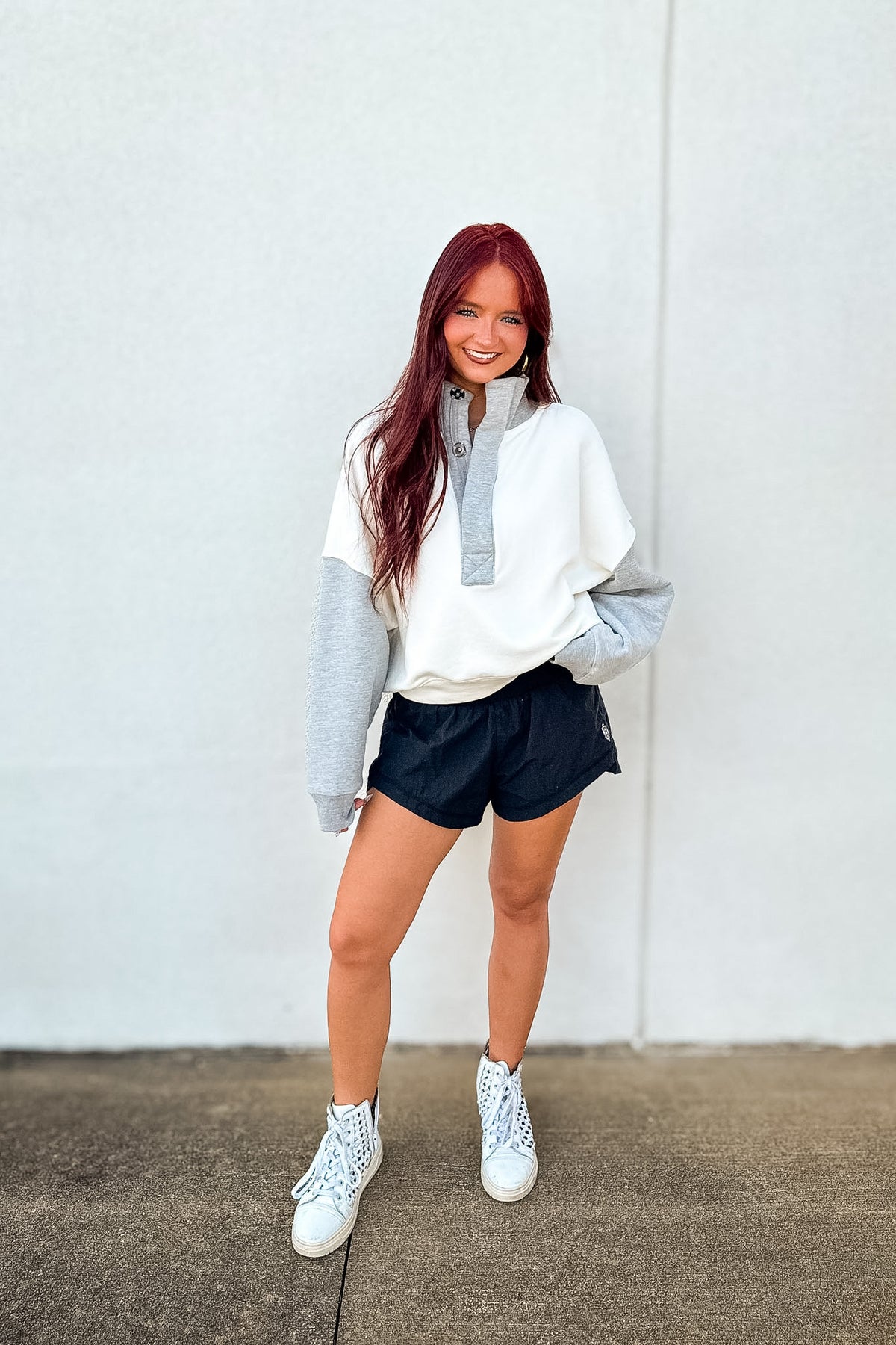 Free People - Timeless Colorblock Pullover - HEATHER GREY COMBO