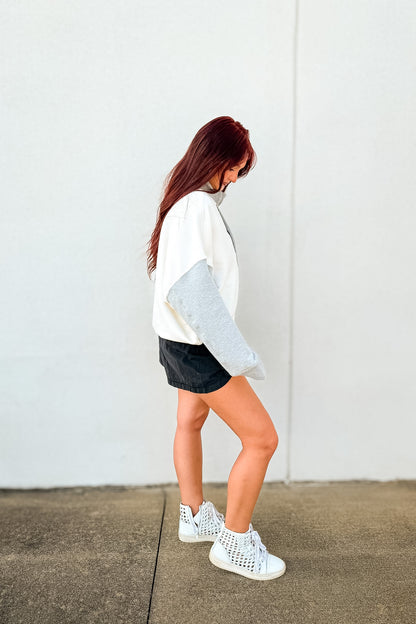 Free People - Timeless Colorblock Pullover - HEATHER GREY COMBO