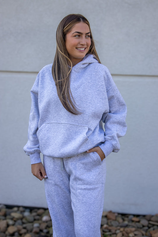 It Girl Oversized Fleece Hoodie - GREY