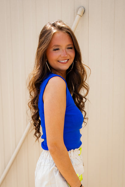 Free People - Murphy Tank - Violet Splendor - BLUE